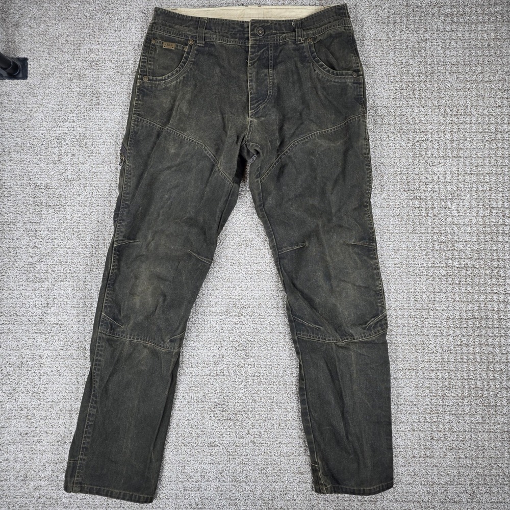 Kuhl Law Mens 35x34 Dark Brown Heavyweight Canvas Work Hiking Pants Cargo